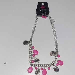 Paparazzi Silver Necklace with Pink Accents